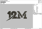 12M Black Embroidery File 6 sizes