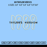 89 Taylor Ver V3 Embroidery File 6 sizes