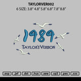 Taylorver003 Embroidery File 6 sizes