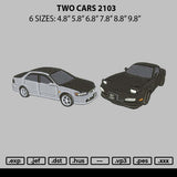 Two Cars 2103 Embroidery File 6 sizes