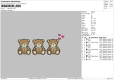 3 Bears Embroidery File 6 sizes