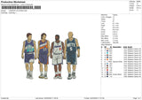 4 BASKET PLAYERS Embroidery File 6 sizes