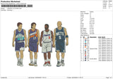 4 BASKET PLAYERS Embroidery File 6 sizes