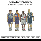 4 BASKET PLAYERS Embroidery File 6 sizes