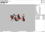 4 Blackcats Embroidery File 6 sizes