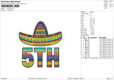 5th hat Embroidery File 6 sizes