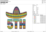 5th hat Embroidery File 6 sizes