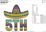 5th hat Embroidery File 6 sizes