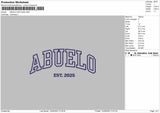 ABUELO Embroidery File 6 Size