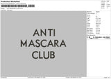 Mascara Embroidery File 6 sizes