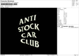 Stockcar Embroidery File 6 sizes