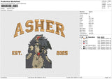 ASHER Embroidery File 6 sizes
