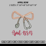 April Bow Embroidery File 6 sizes
