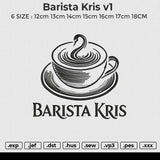 Barista Kris v1 Embroidery File 6 size