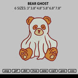 Bear Ghost Embroidery File 6 sizes