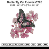 Butterfly on flowers3226 Embroidery File 6 size