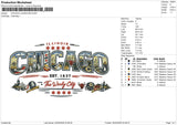 CHICAGO LANDSCAPE Embroidery File 6 sizes