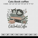 Cats Book coffee Embroidery File 6 size