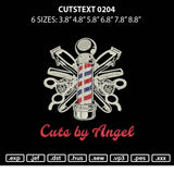 Cutstext 0204 Embroidery File 6 sizes