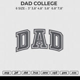DAD college Embroidery File 6 size