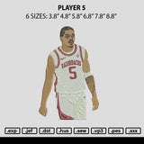 Player 5 Embroidery File 6 sizes