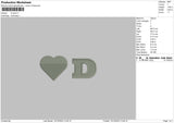 D Heart Embroidery File 6 sizes