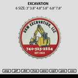Excavation Embroidery File 6 sizes