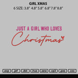 Girl Xmas Embroidery File 6 sizes