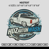 Hdztext Embroidery File 6 sizes