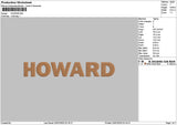 Howardtext Embroidery File 6 sizes