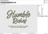 HUMBLE RICHES Embroidery File 6 size