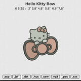 Hello Kitty bow Embroidery File 6 size