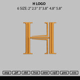 H Logo Embroidery File 6 sizes