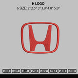 H Logo Embroidery File 6 sizes