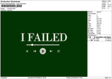 Failedtext Embroidery File 6 sizes