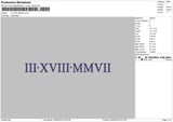 Roman Numerals 05 Embroidery File 6 sizes