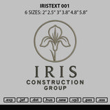 Iristext 001 Embroidery File 6 sizes