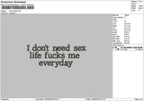 Idontneed Text Embroidery File 6 sizes