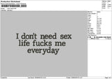 Idontneed Text Embroidery File 6 sizes