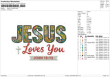 JESUS LOVES Embroidery File 6 sizes