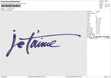 Je Taime Embroidery File 6 size
