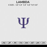LAMBDA Embroidery File 6 size