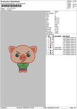 Chibi Pig 2301 Embroidery File 6 sizes
