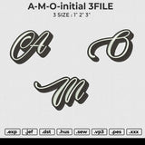 A-M-O-initial 3 FILE Embroidery File 6 size