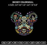 Mickey Colorskull Embroidery File 6 sizes