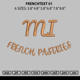 Frenchtext 01 Embroidery File 6 sizes