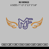 Mj Wings Embroidery File 6 sizes