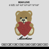 Bear Love Embroidery File 6 sizes