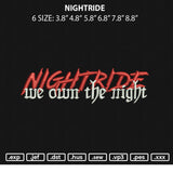 Nightride Embroidery File 6 sizes
