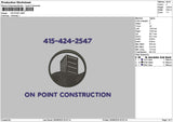 Onpoint Text Embroidery File 6 sizes